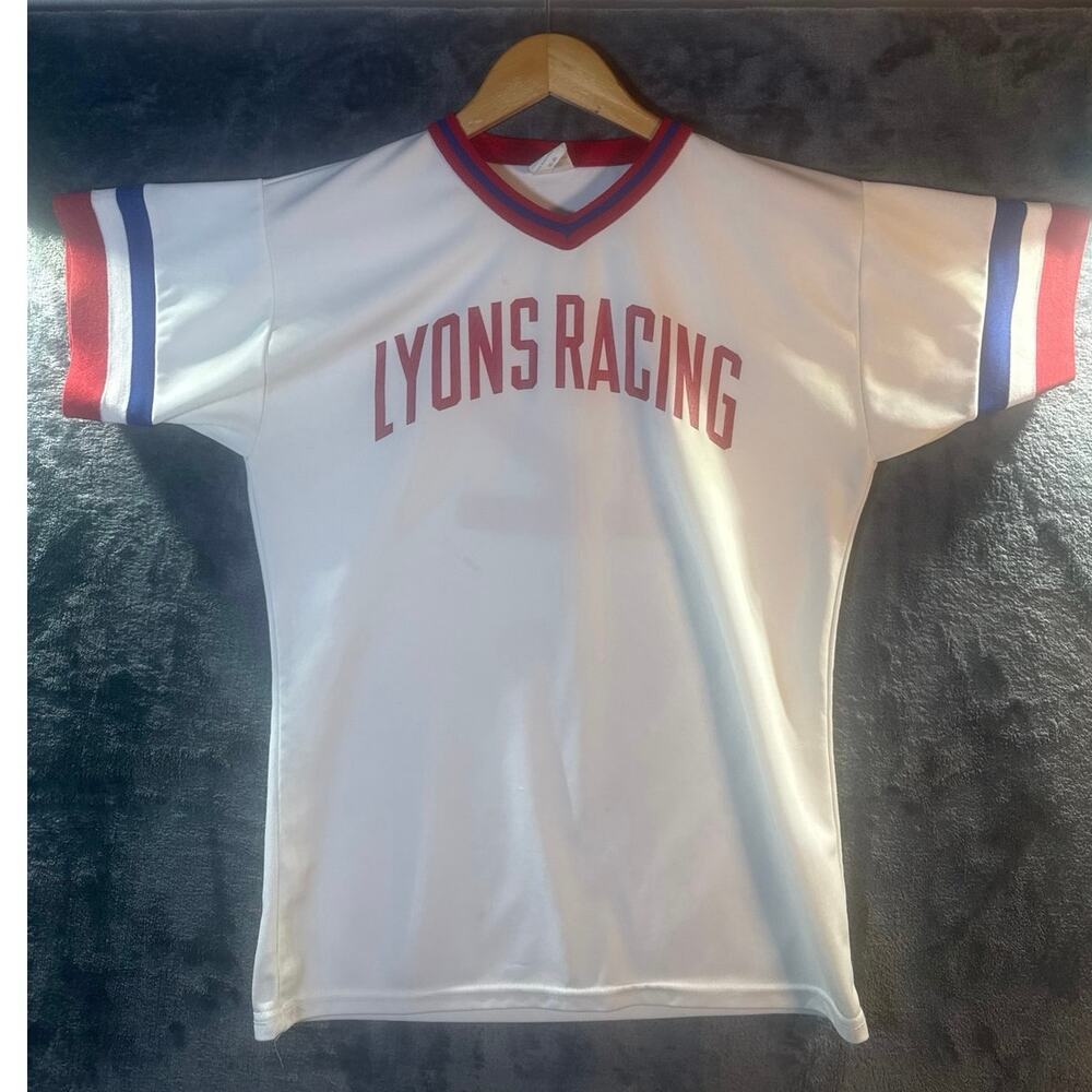 True Vintage x 70s x Empire Sporting Goods “Lions Racing” V-Neck Jersey Medium